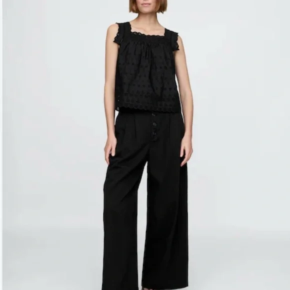 GAP X Doen Black Sleeveless Eyelet Top - Picture 5 of 15